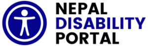 Logo of nepal disability portal with the universal access symbol and website name